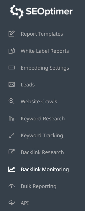 backlink monitoring tab